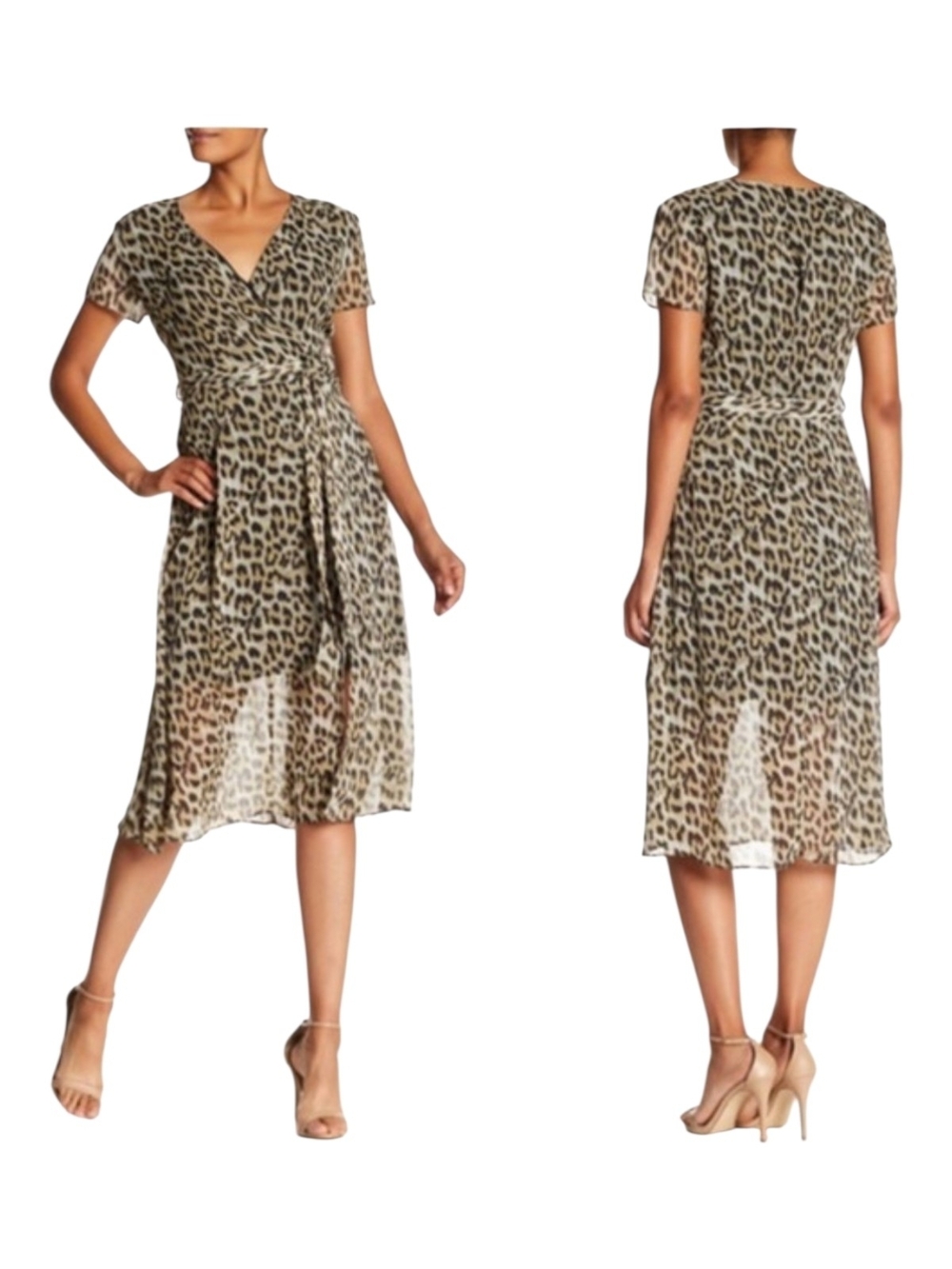 NEW Philosophy Apparel Animal Print Surplice Neck Dress